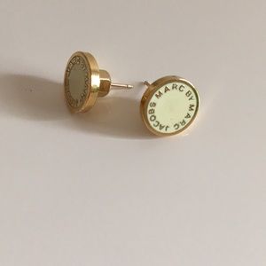 Marc Jacobs enamel logo disc stud earring
